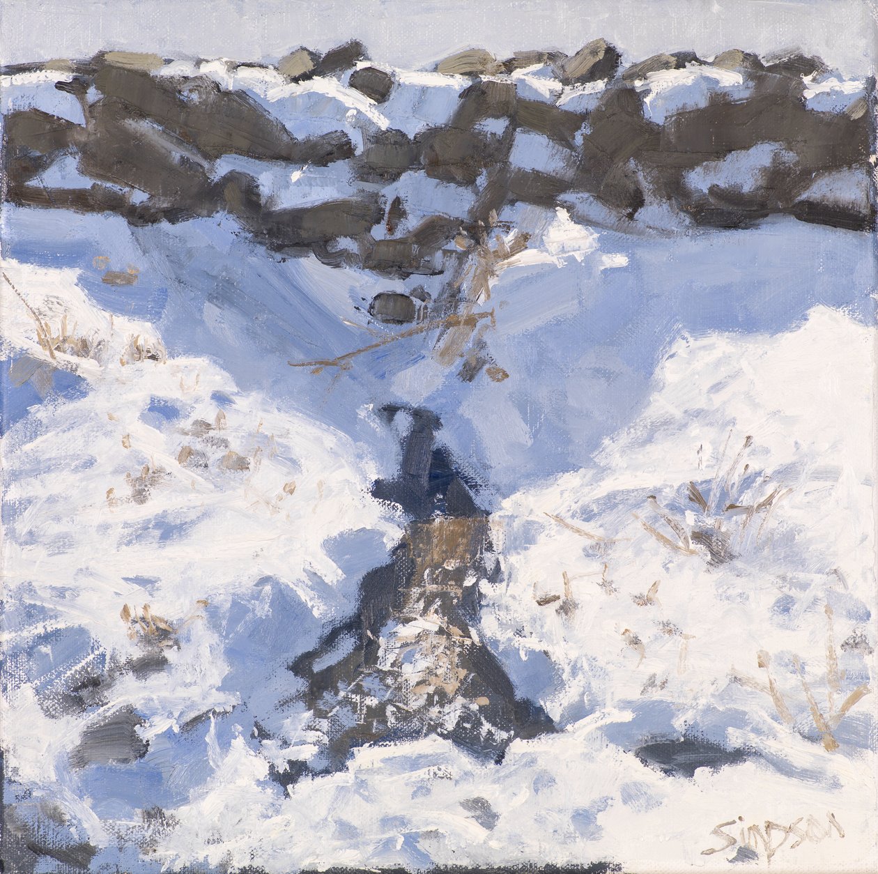 Roadside Snow, 2016 (olie på lærred) af Charles Simpson