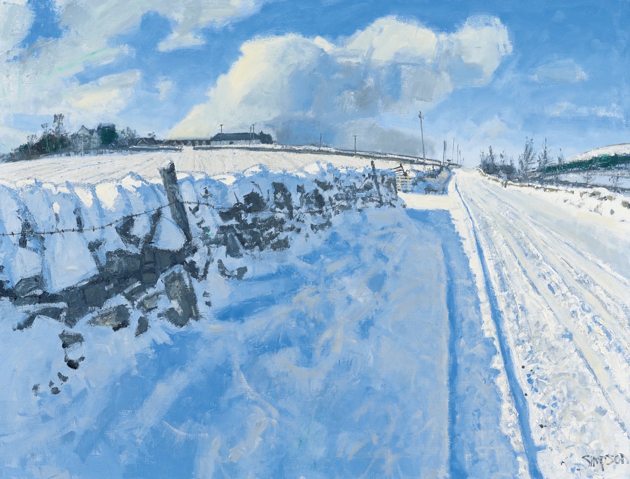 Snowy Road, 2014 (olie på lærred) af Charles Simpson