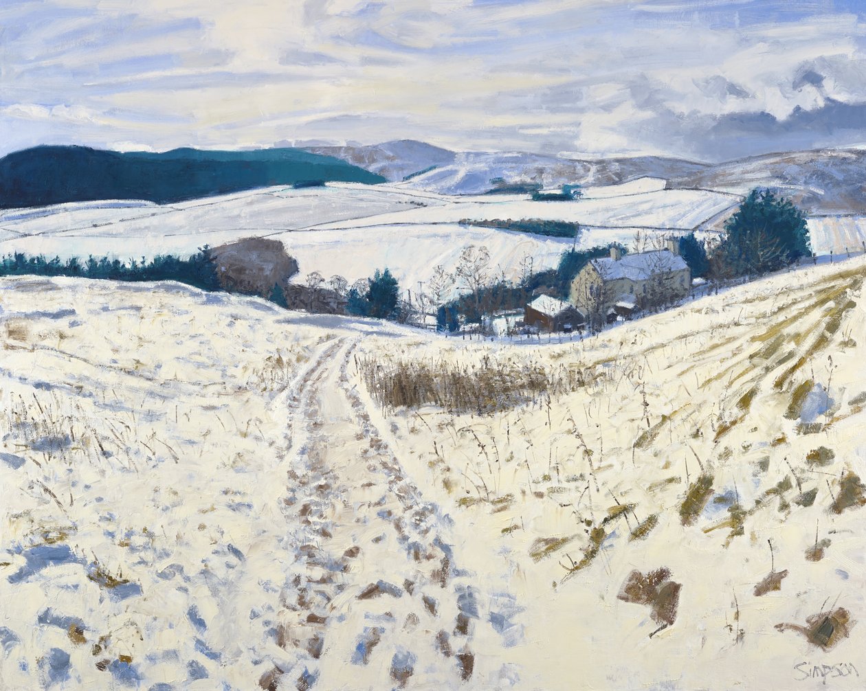 Track down the Hill, 2015 (olie på lærred) af Charles Simpson