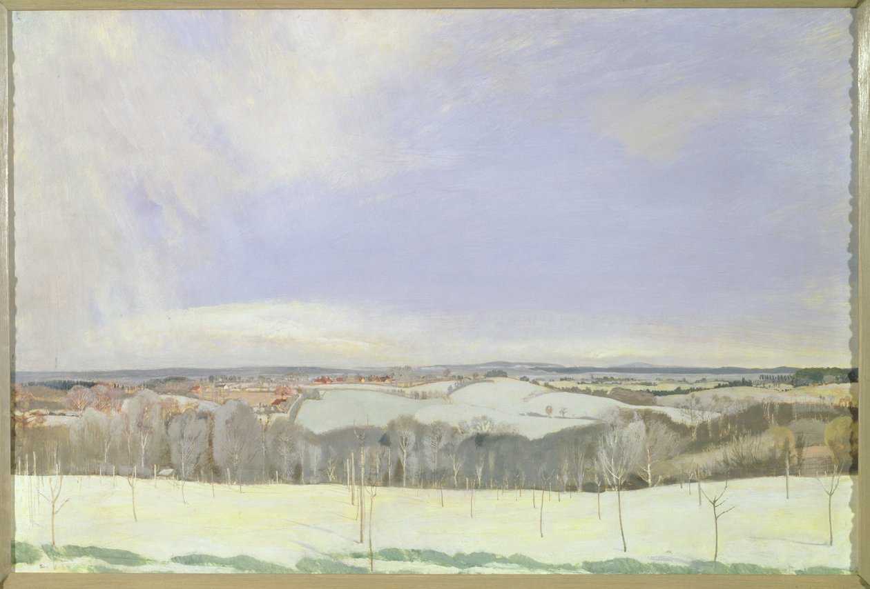 The Weald Winter, (tempera på panel) af Charles Sims