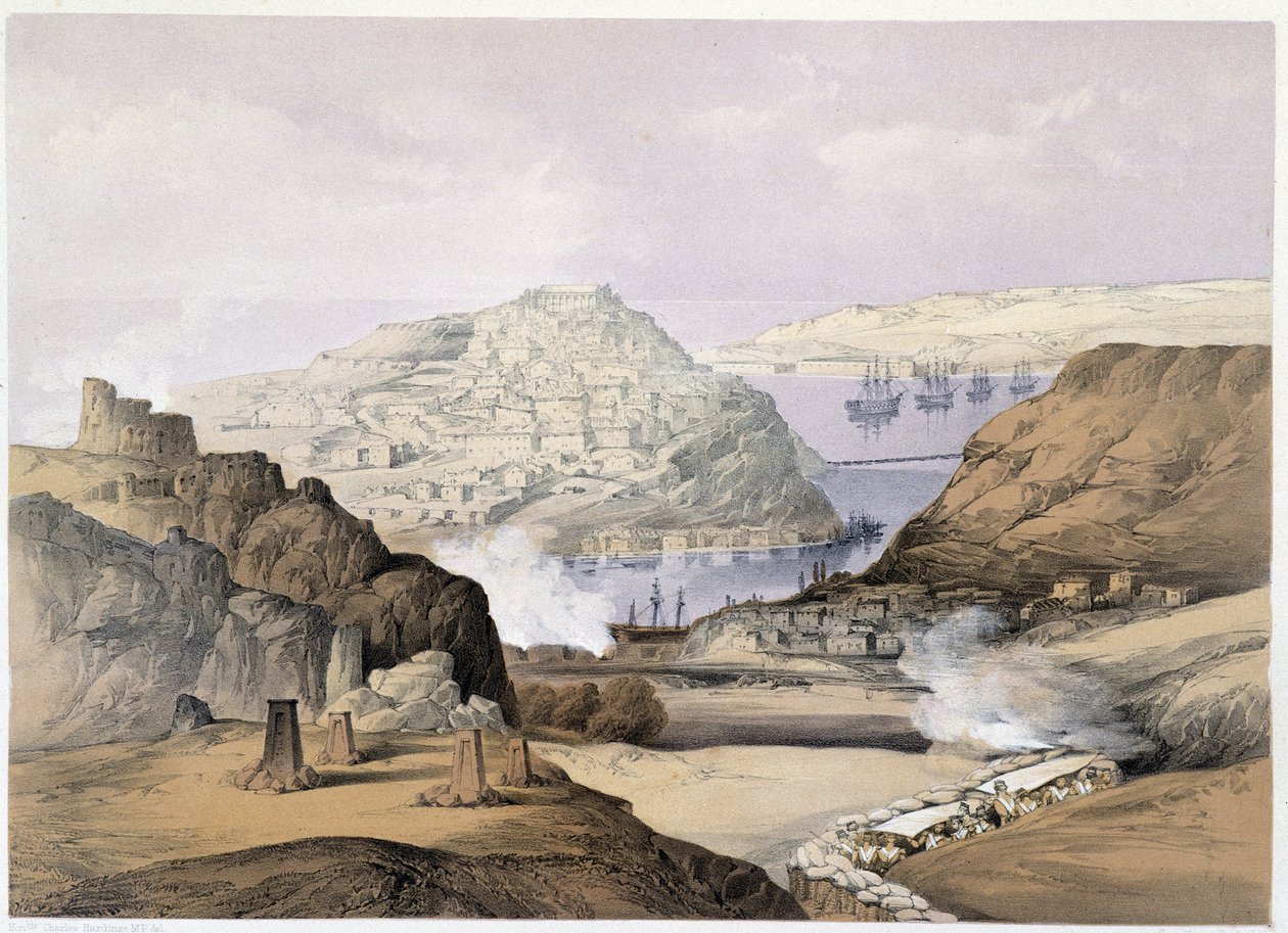 Byen Sebastopol i "" Sevastopol"" af Ch.Hardinge. Litho af Vincent Brooks, d. London 1855 Henry Graves. af Charles Stewart Hardinge