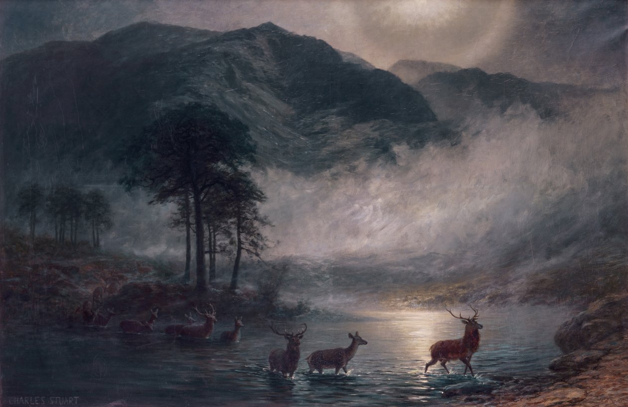 The River Crossing (olie på lærred) af Charles Stuart
