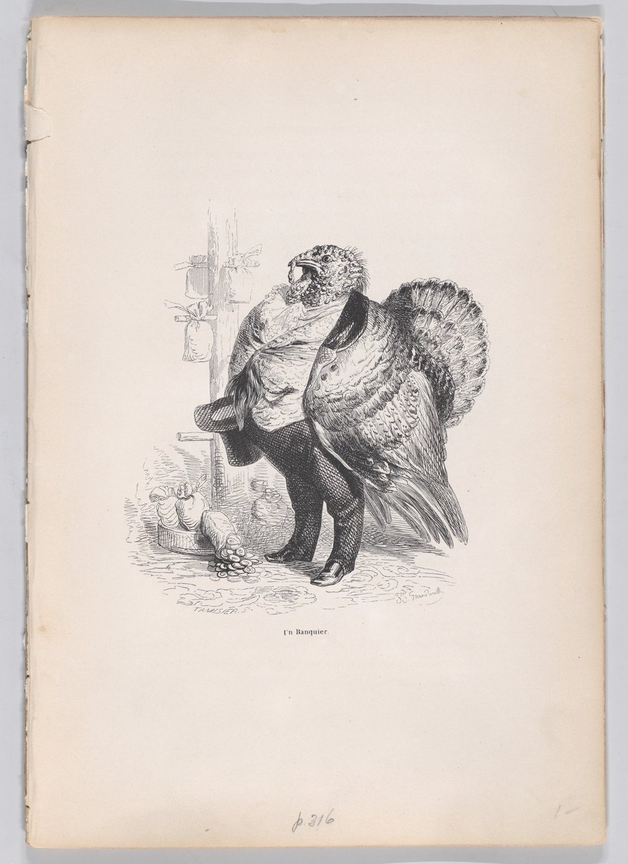 En bankmand fra scener fra dyrenes private og offentlige liv, ca. 1837-47. af Charles Tamisier