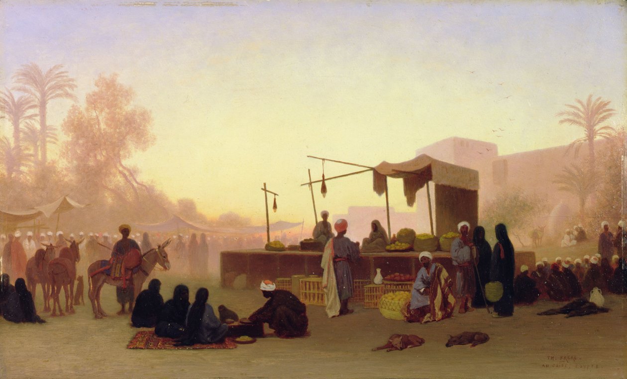 Cairo, Egypten (olie på panel) af Charles Theodore  Frere