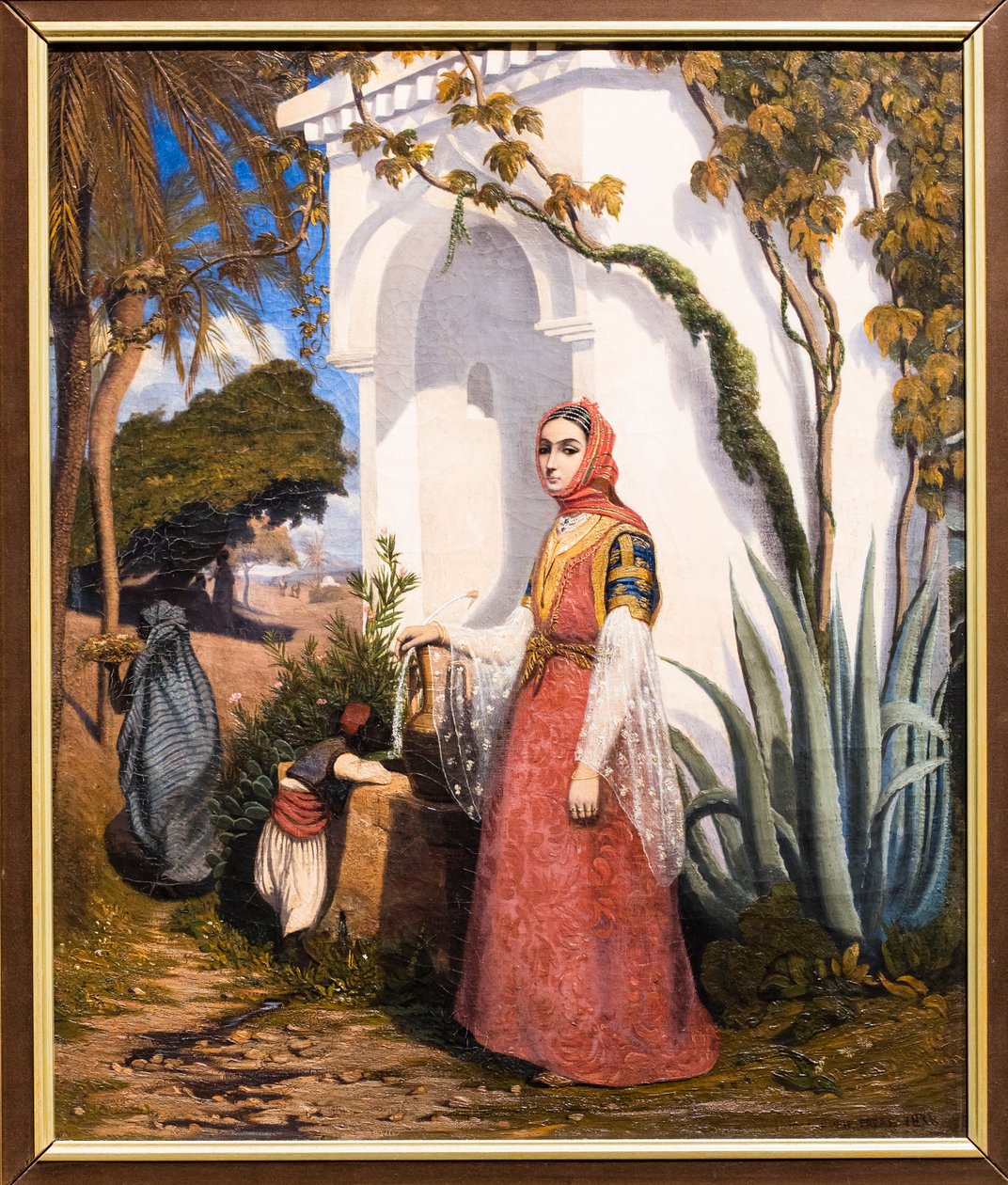 Orientalsk kvinde ved springvandet af Charles Theodore (1814-88) Frere