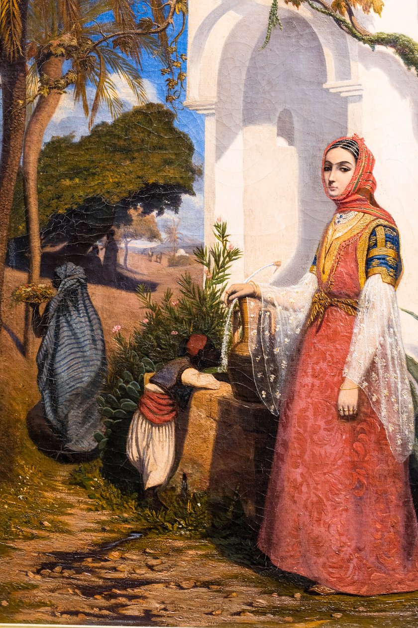 Orientalsk kvinde ved springvandet af Charles Theodore (1814-88) Frere