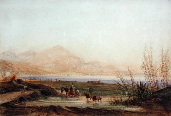 The Baie des Anges, Nice (akvarel på papir) af Charles Theodore  Frere
