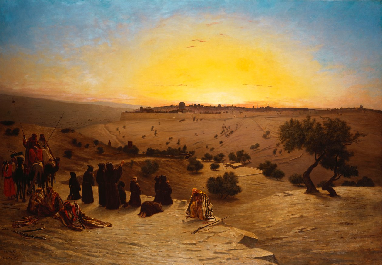 Pilgrimme tilbeder uden for Jerusalem af Charles Theodore Frere
