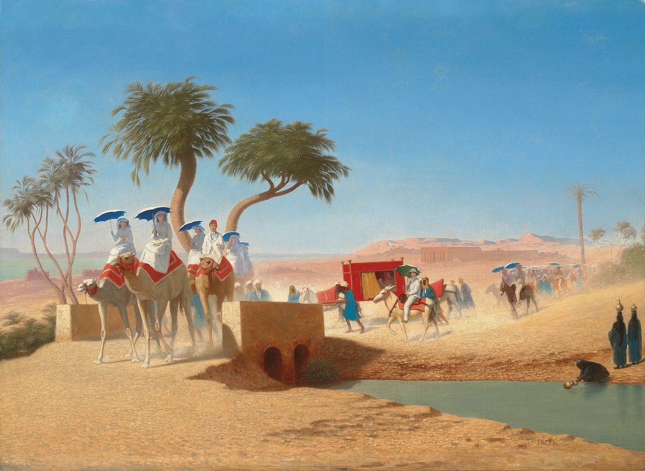 Kejserinde Eugenie besøger pyramiderne, af Charles Theodore Frere