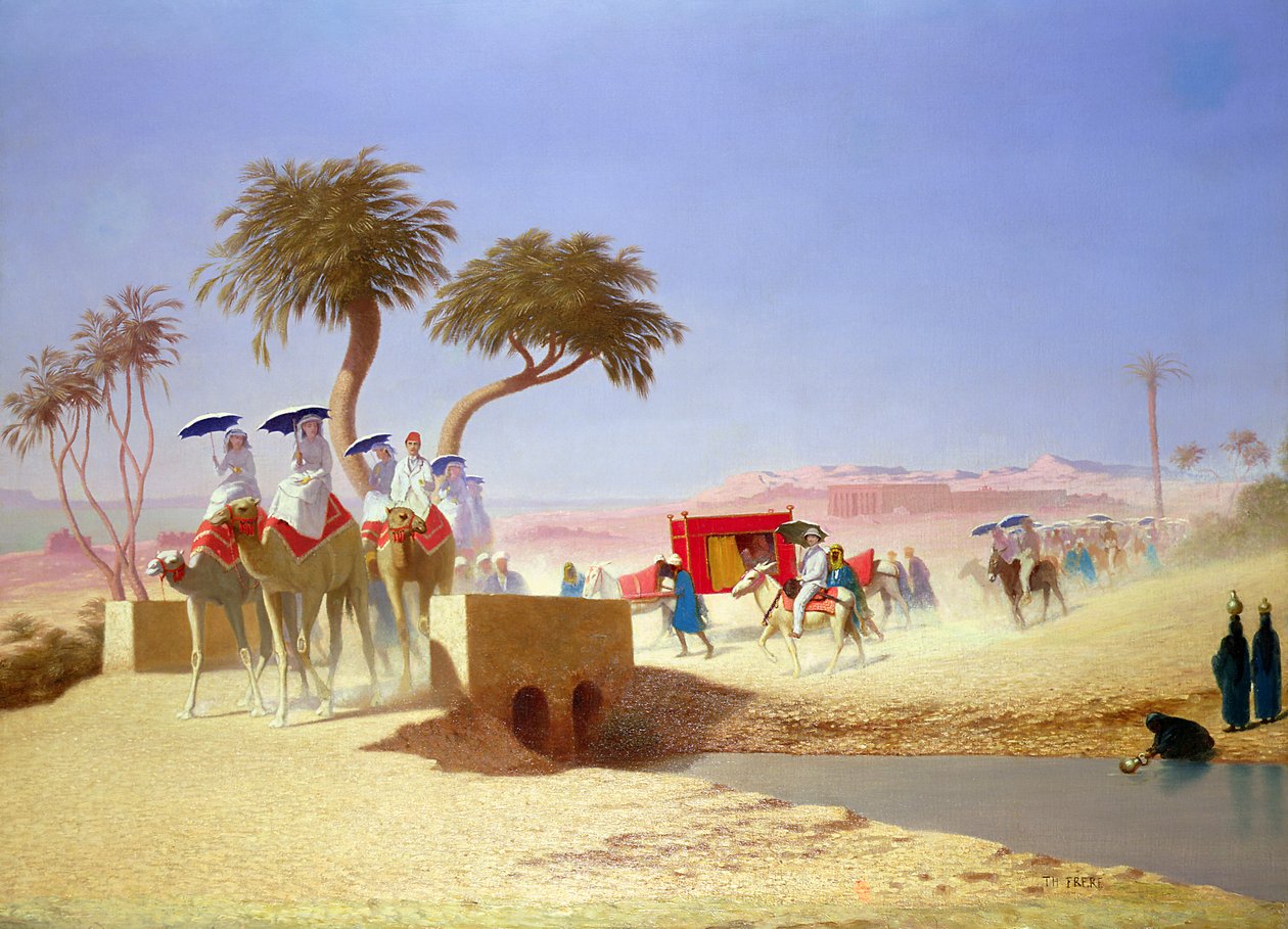Kejserinde Eugenie besøger pyramiderne af Charles Theodore Frere