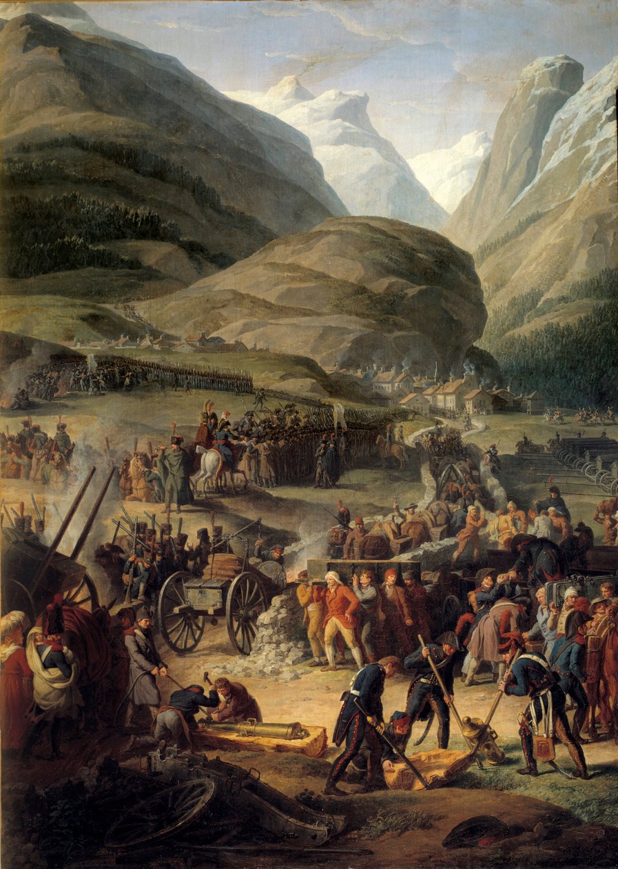 Den franske hær ved Bourg Saint Pierre for at krydse Grand Saint-Bernard (Great Saint Bernard) den 20/05/1800 - Maleri af Charles Thevenin (1764-1838) af Charles Thevenin