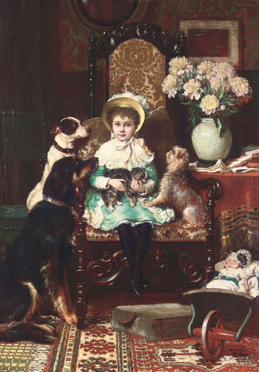 Doddy og hendes kæledyr, 1883 af Charles Trevor Garland