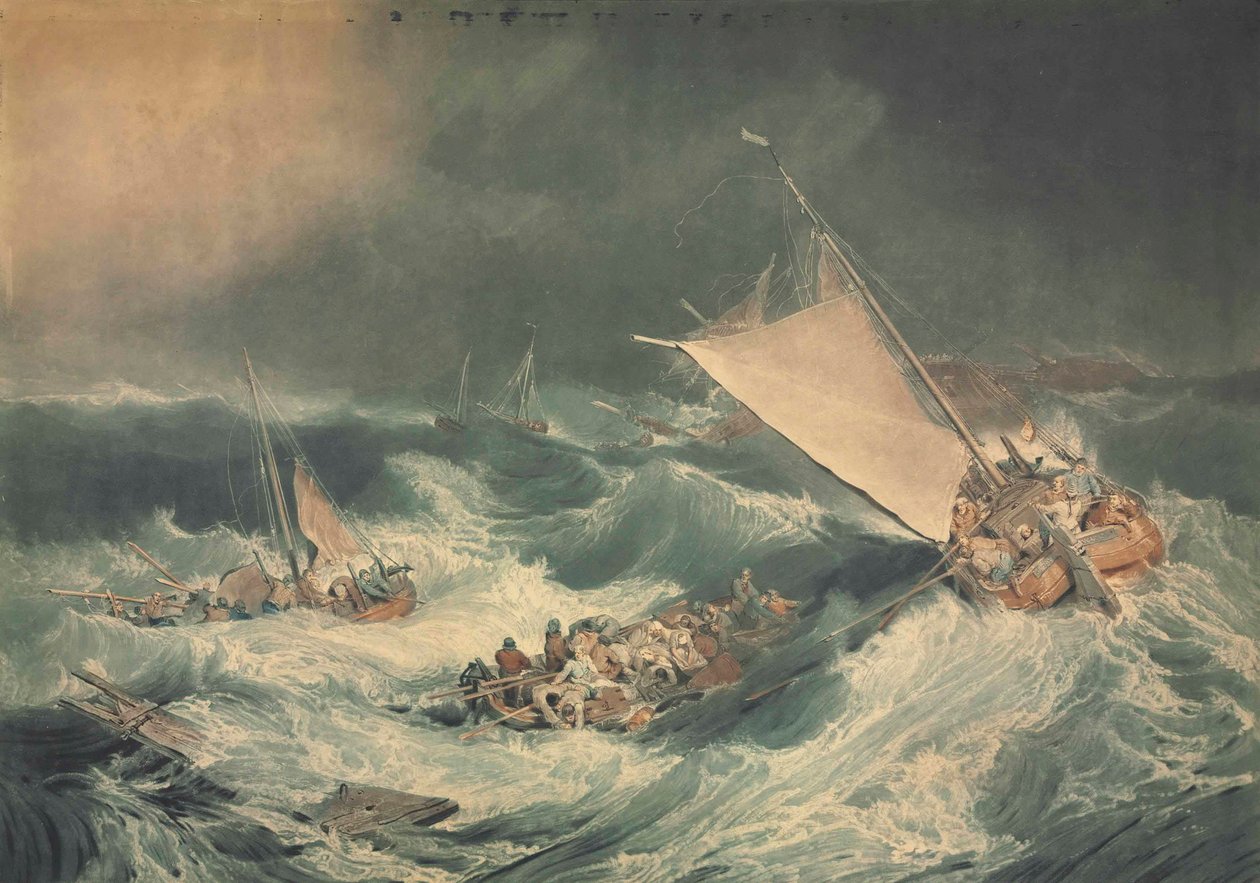 Et skibsvrag med både, der bestræber sig på at redde besætningen af Charles Turner