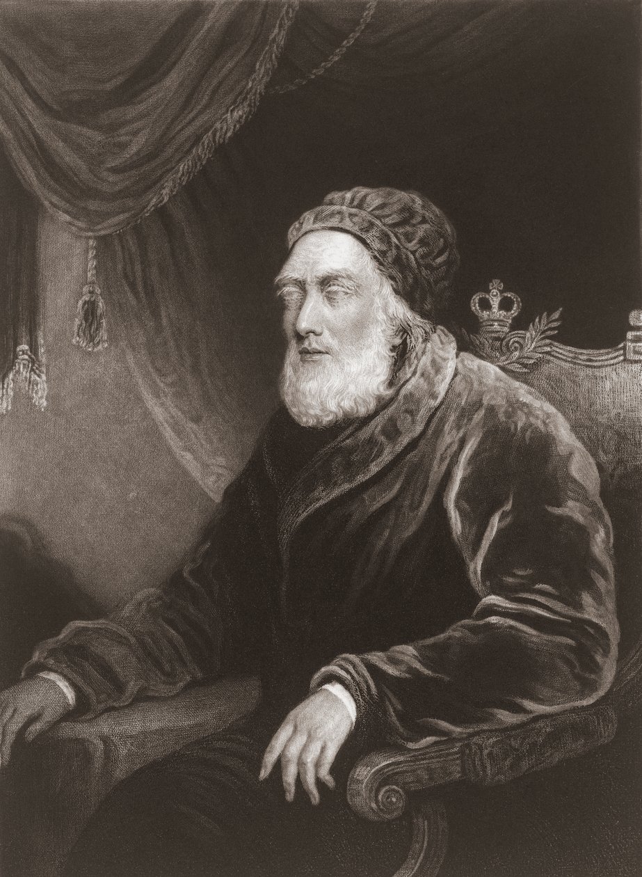 Kuningas Yrjö III vanhuudessa. Muotokuva. (Tulosta) af Charles Turner