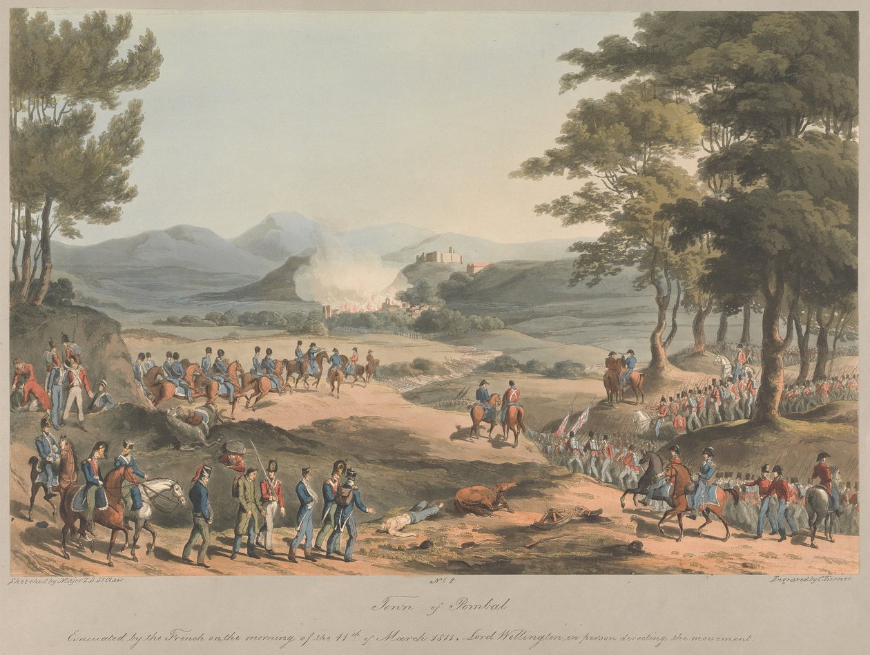 Nr. 4  Byen Poinbal. Evakueret af franskmændene om morgenen den 11. marts 1811 af Charles Turner