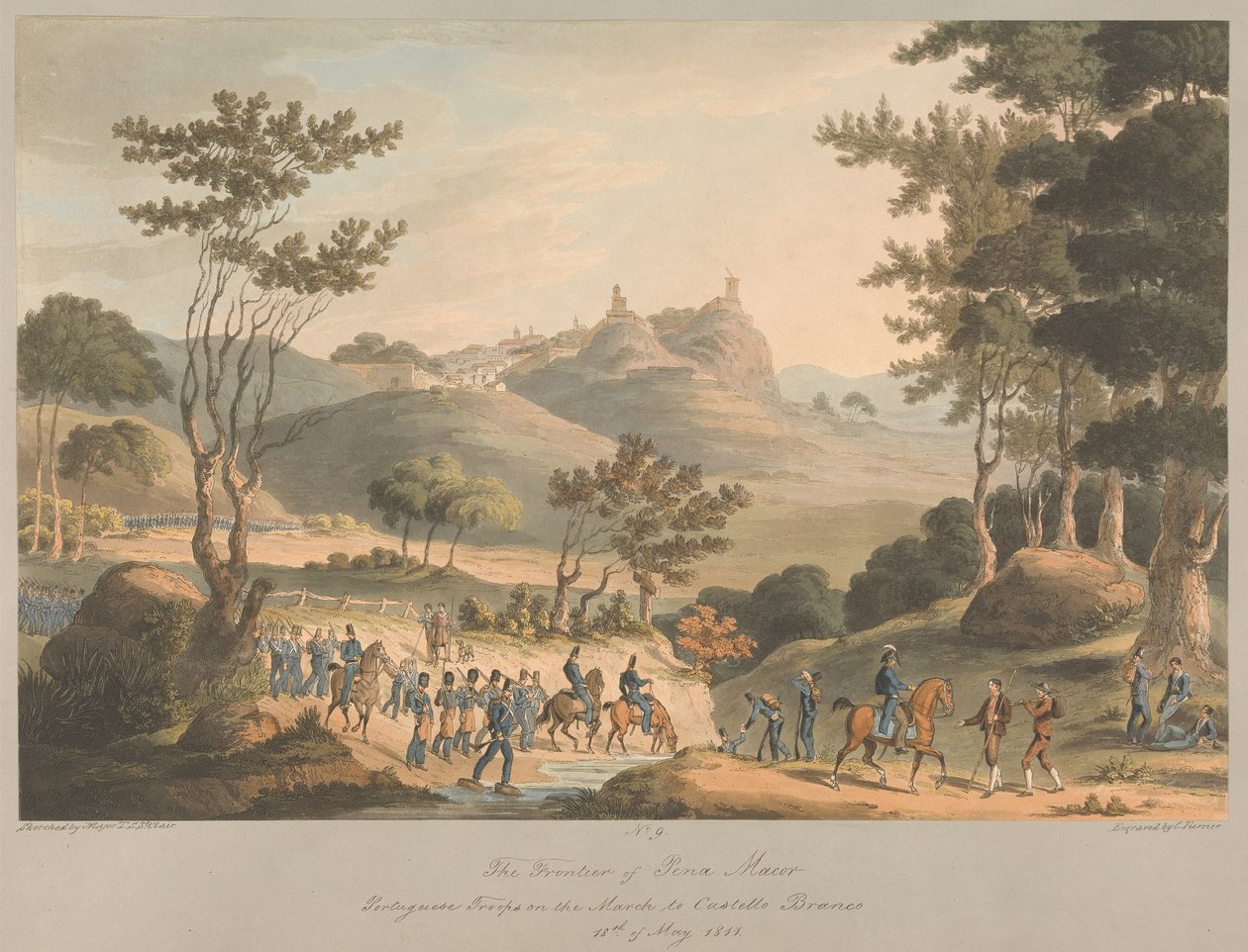 Nr. 9 Pina Macors grænseområde. Portugisiske tropper på march mod Costello Branco, 18. maj 1811 af Charles Turner