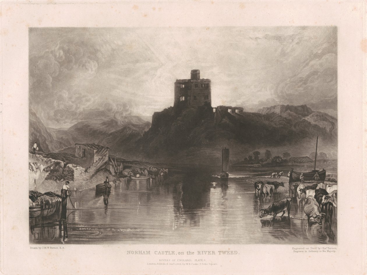 Norham Castle ved floden Tweed af Charles Turner