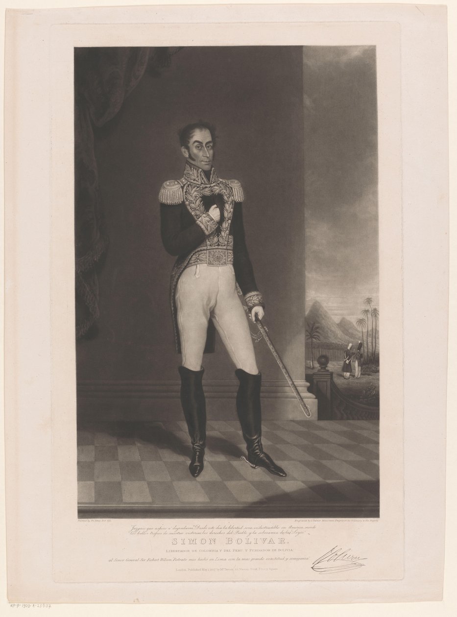 Portret af Simón Bolívar af Charles Turner