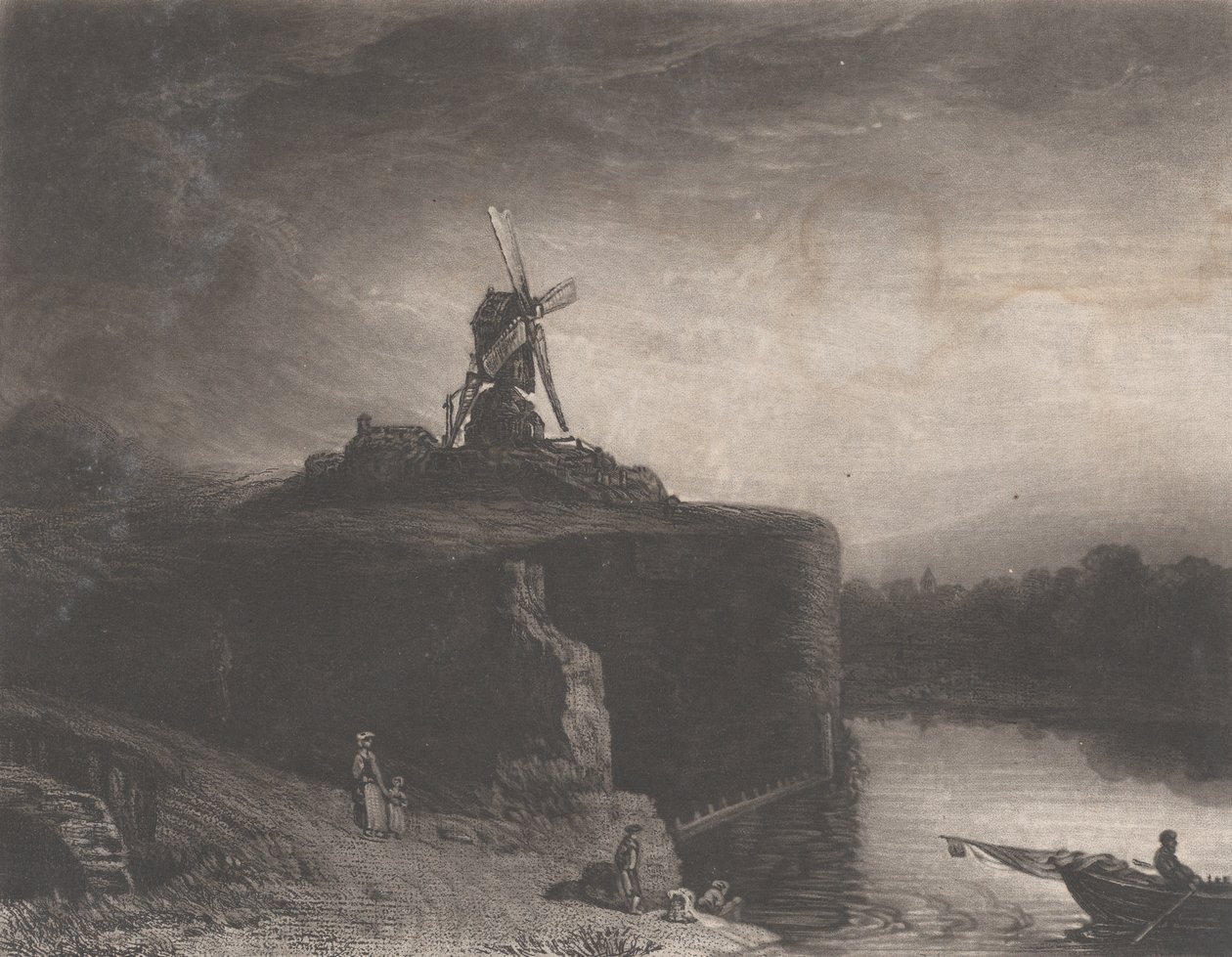 Rembrandts Mølle, 1823. af Charles Turner