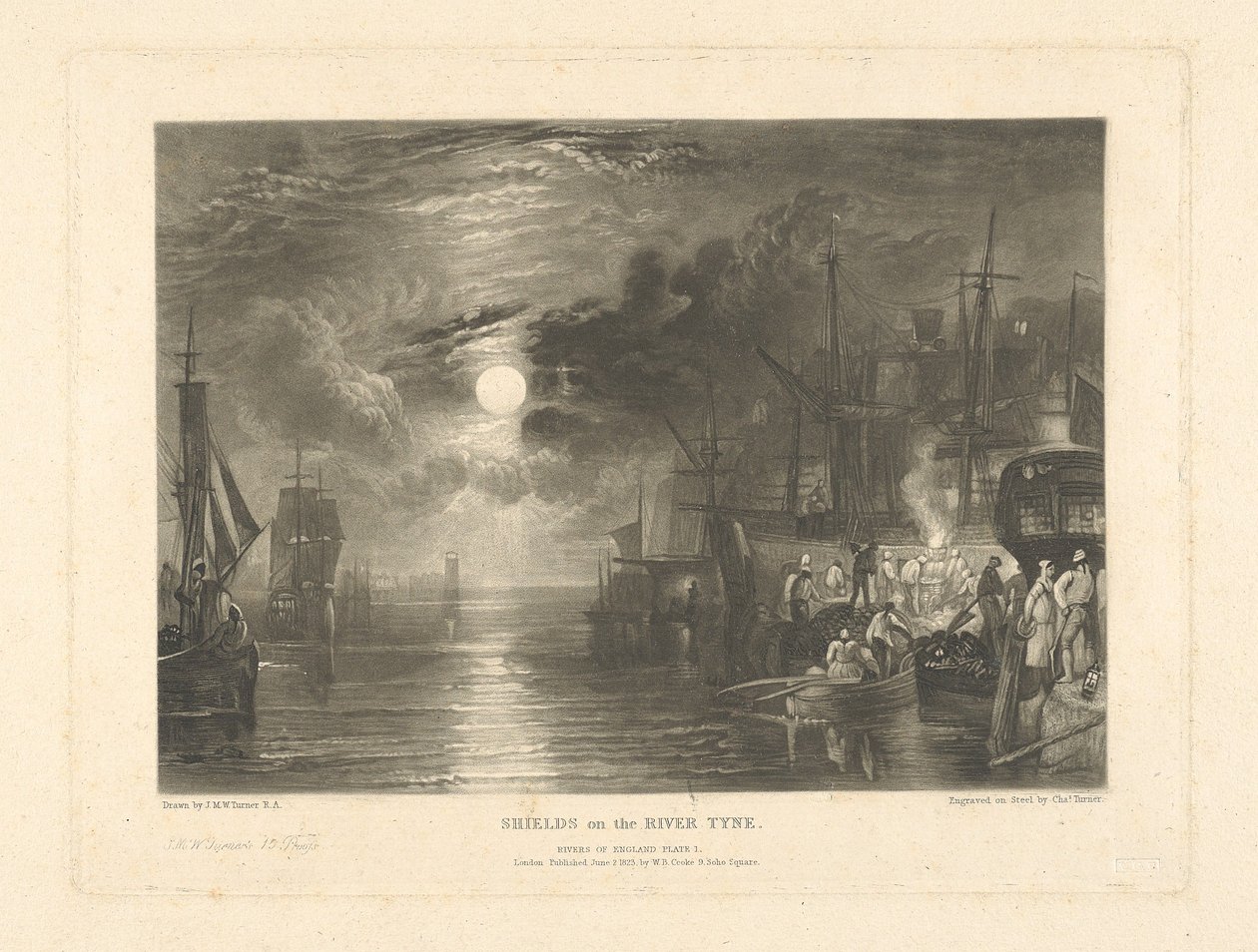 Skjolde ved floden Tyne af Charles Turner