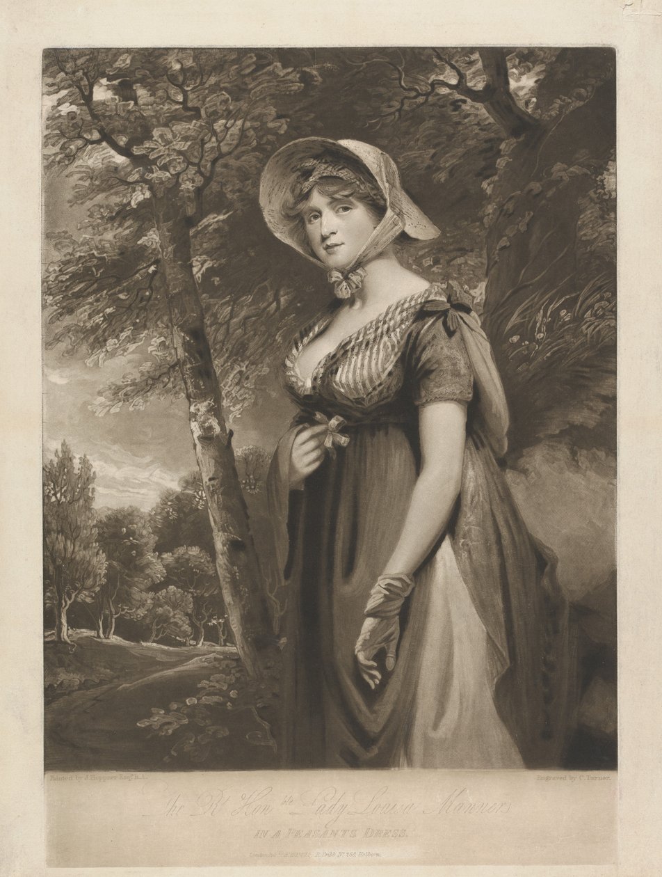 Den højtærede Lady Louisa Manners i bondetøj af Charles Turner
