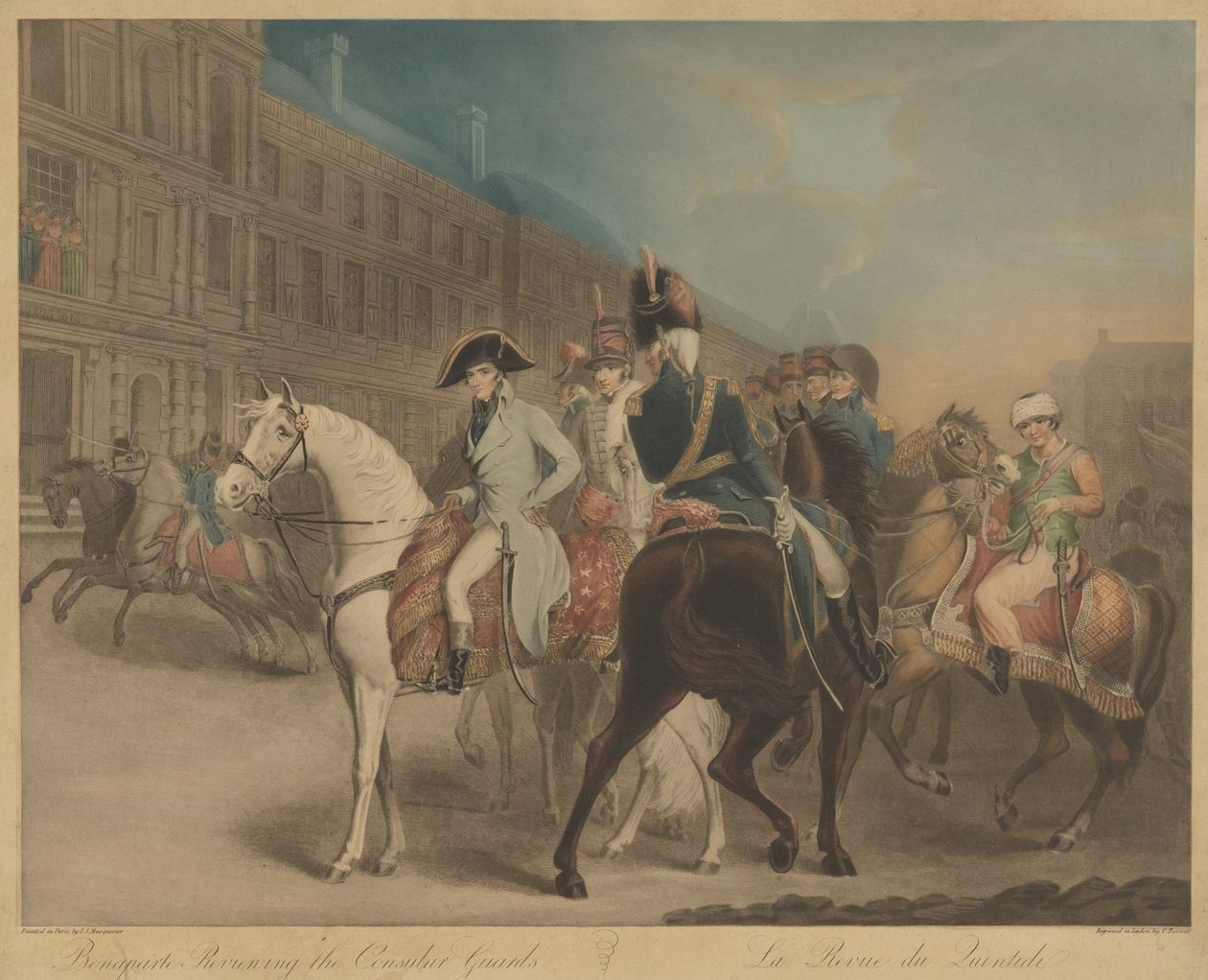 Bonaparte gennemgår den konsulære vagt (La Revue du Quintidi) af Charles Turner after John James Masquerier