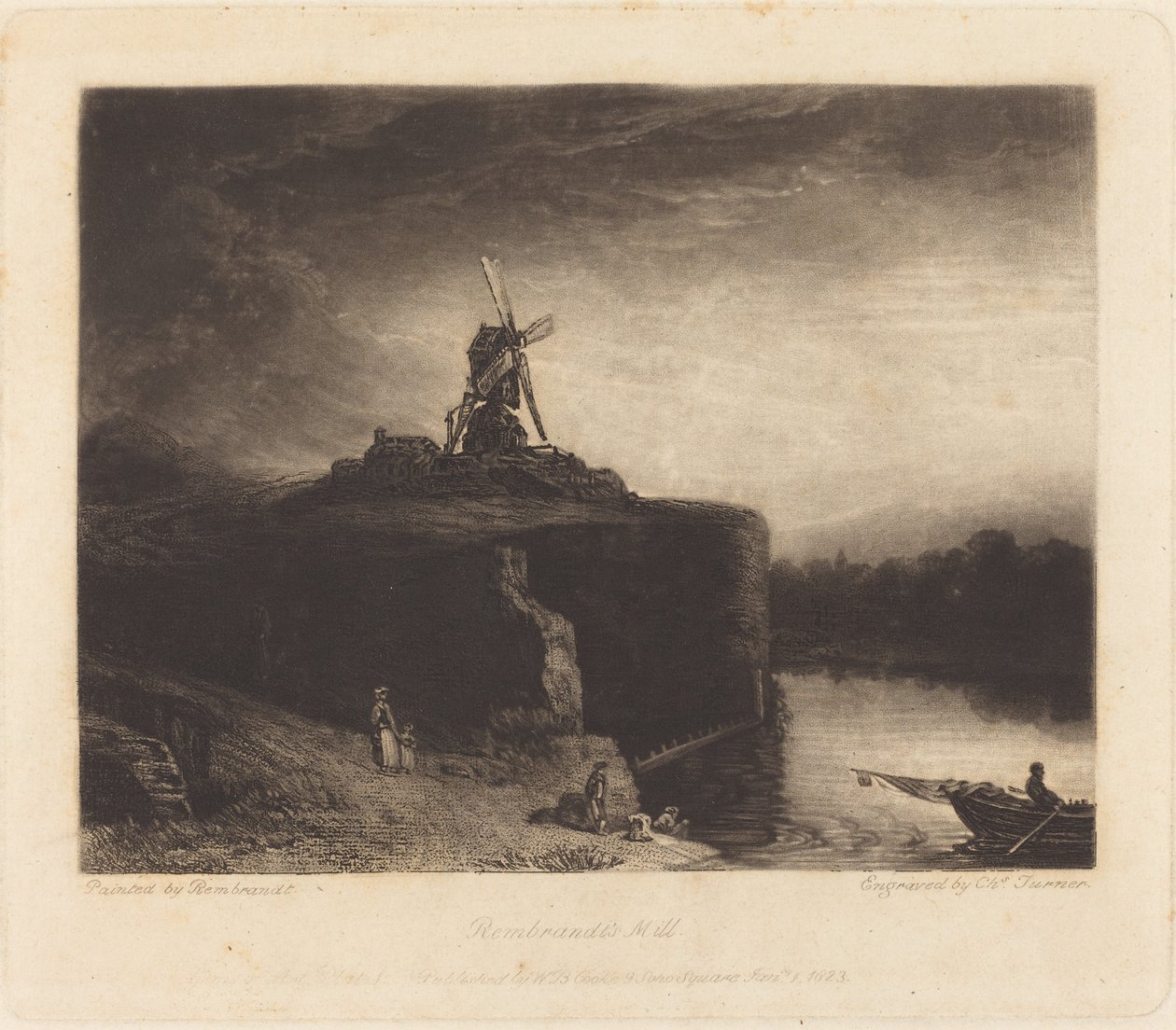 Møllen af Charles Turner after Rembrandt van Rijn