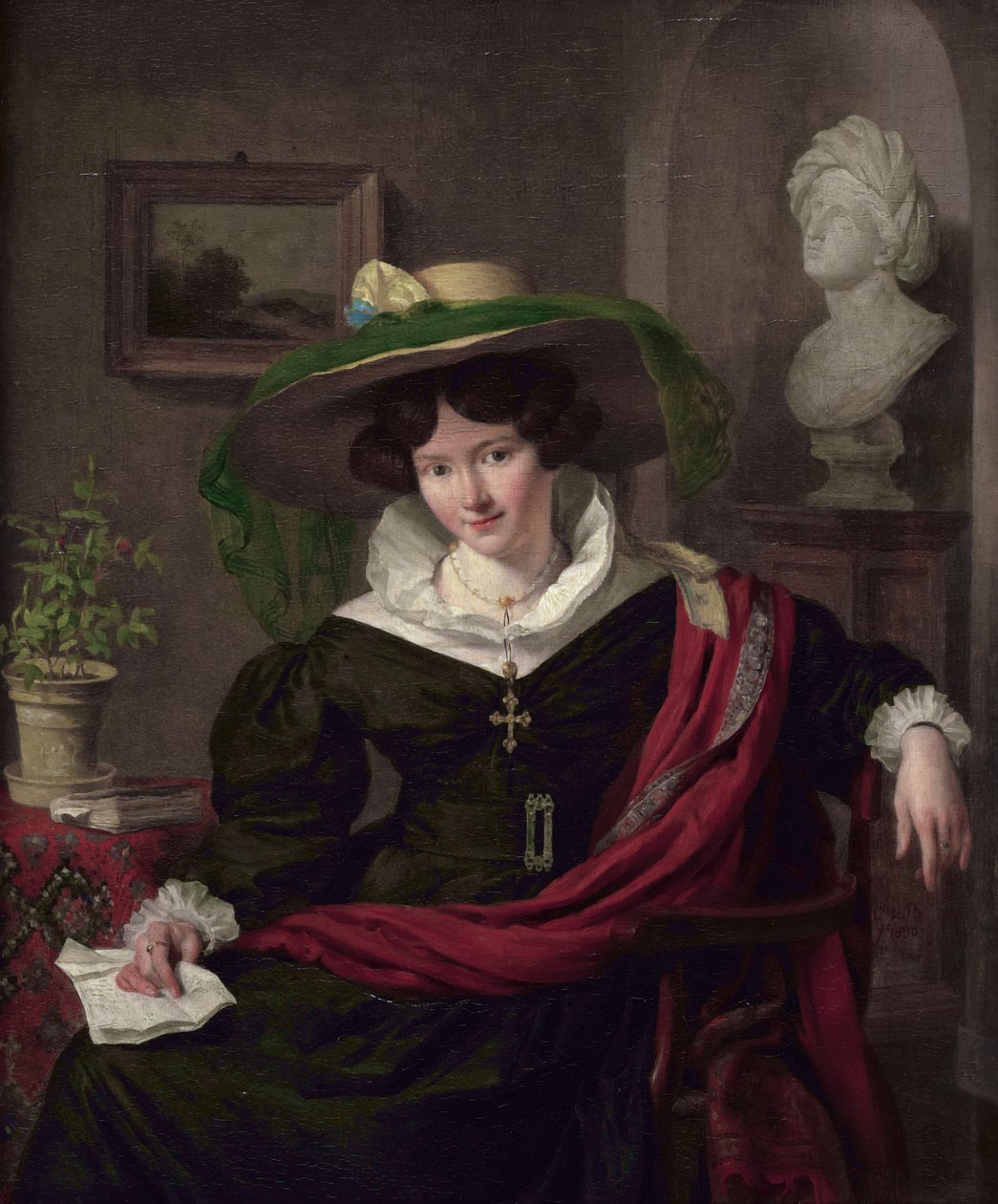 Portræt af Carolina Frederica Kerst, hustru til Louis Royer af Charles van Beveren