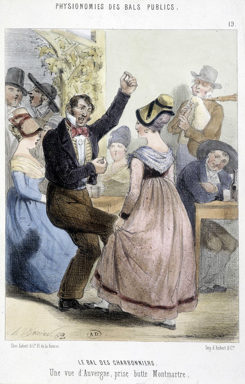 Populært bal i Paris: Charbonniers bal eller udsigt over Auvergne taget fra Montmartre af Charles Vernier
