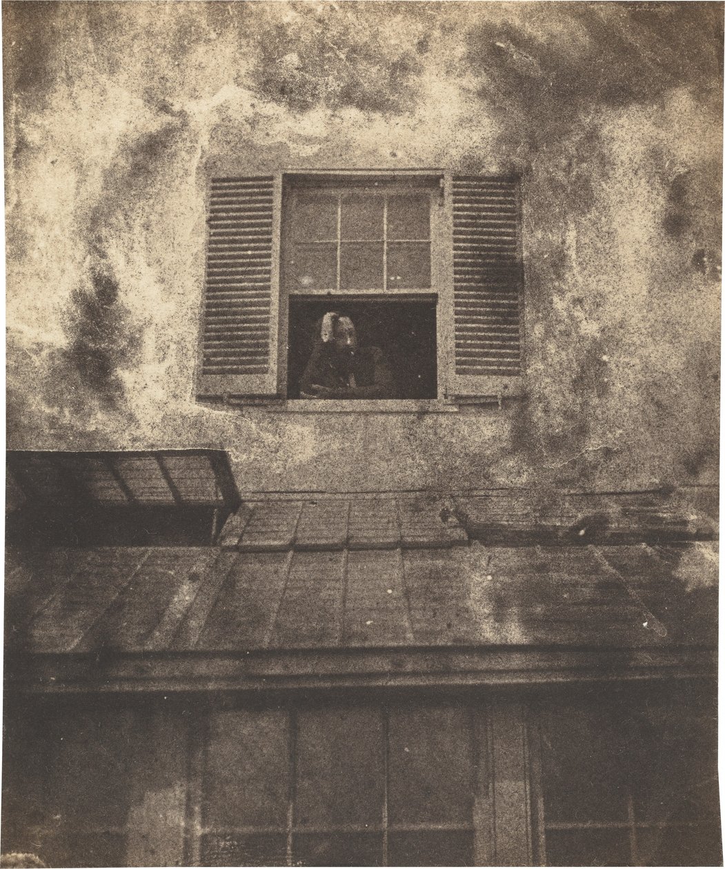 Auguste Vacquerie ved et vindue, Marine Terrace af Charles Victor Hugo with Auguste Vacquerie