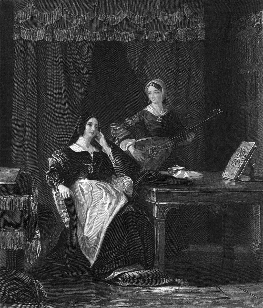 Dronning Katherine, Queen Consort of Henry VIII of England, 1800-tallet. af Charles W. Sharpe