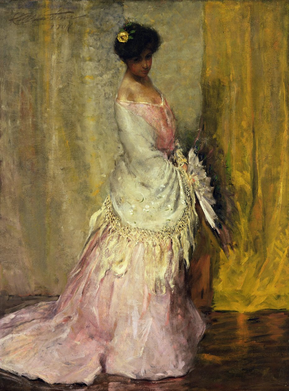 Pige med gult tørklæde af Charles Webster Hawthorne