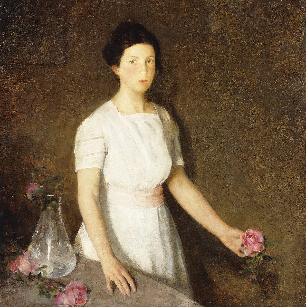 Pige med rød rose af Charles Webster Hawthorne