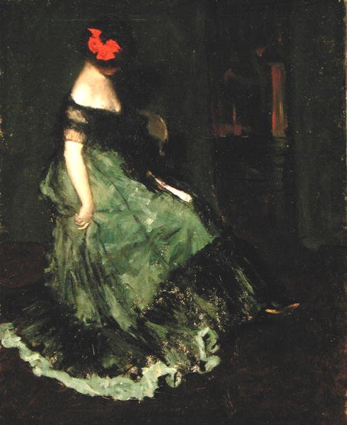Den røde sløjfe, ca. 1902 (olie på lærred) af Charles Webster Hawthorne