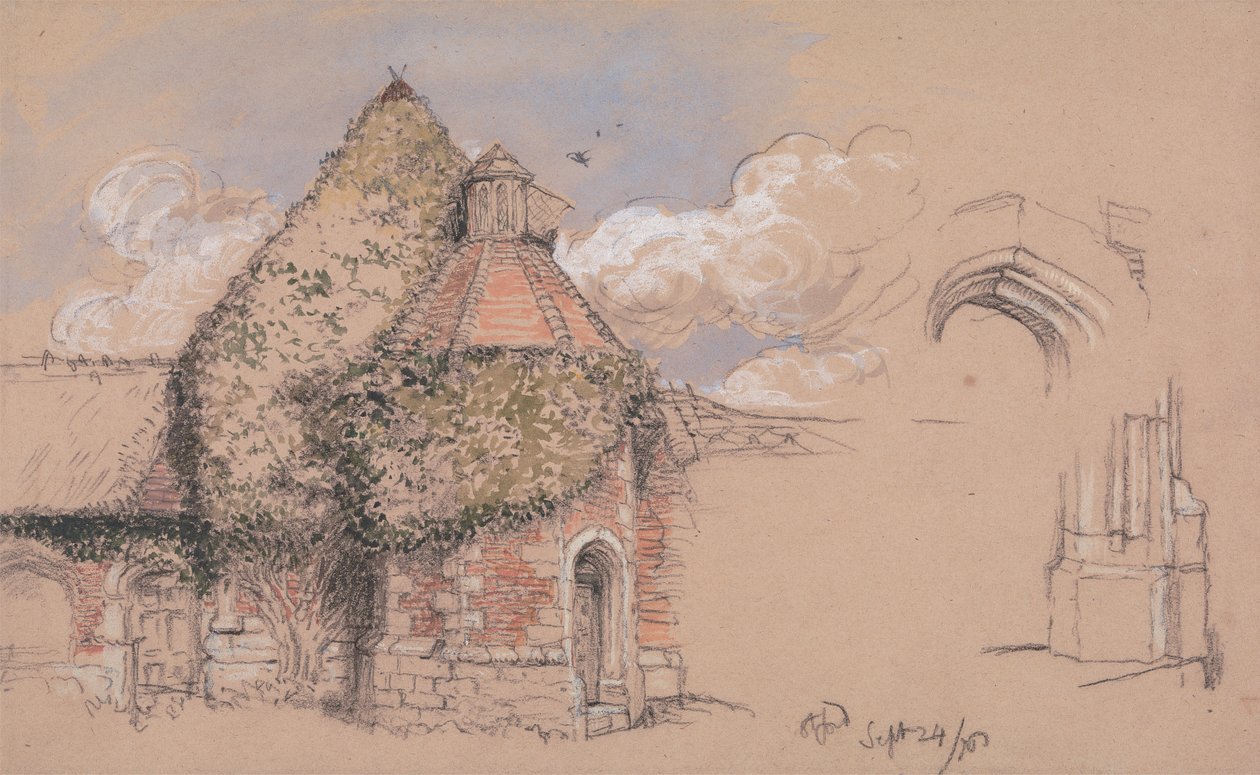 Ruinerne af det gamle palads af ærkebiskopperne af Canterbury i Otford, Kent, 24. september 1856 af Charles West Cope
