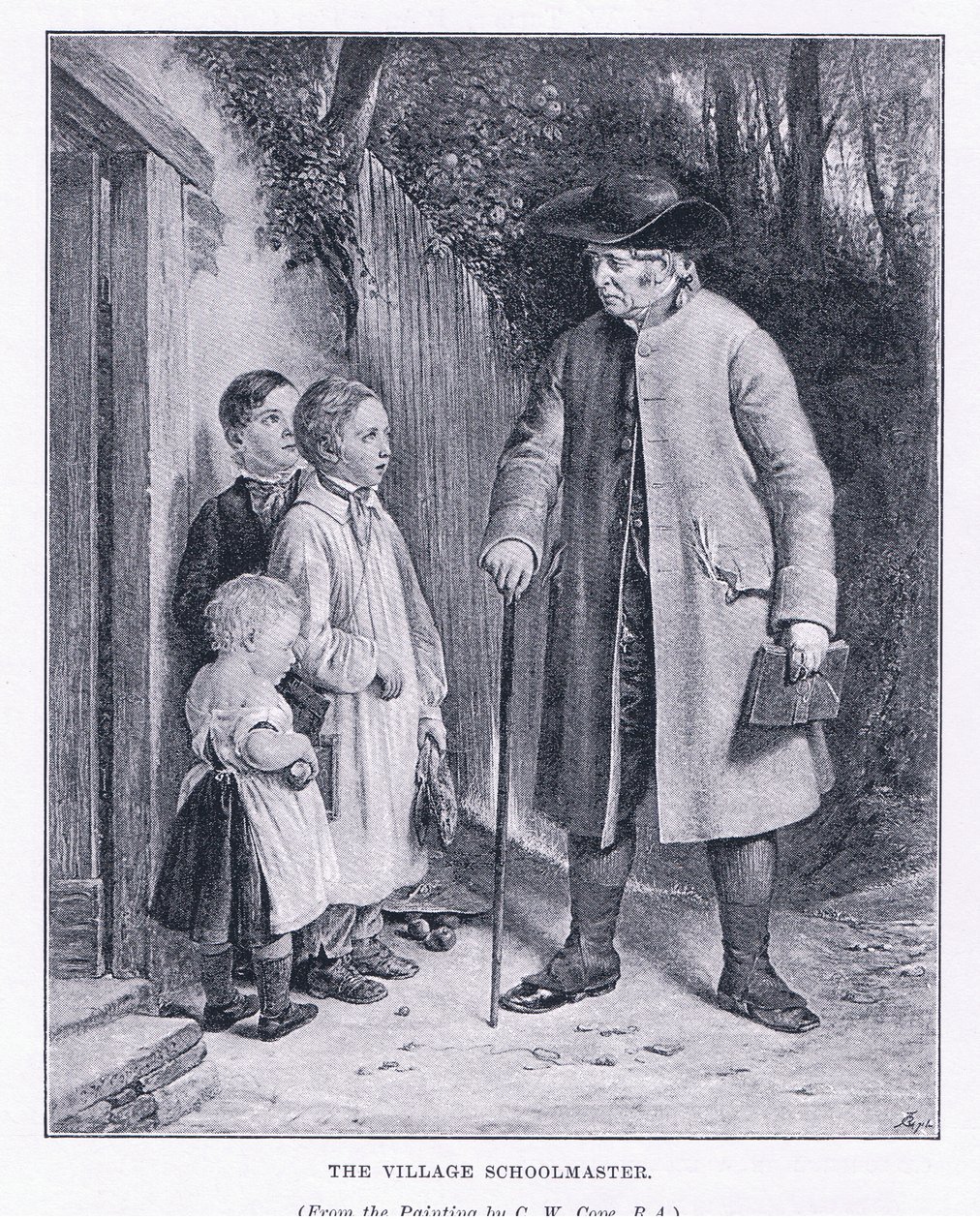 Landsbyens skoleholder, fra The Magazine of Art 1893, Cassell and Company af Charles West Cope