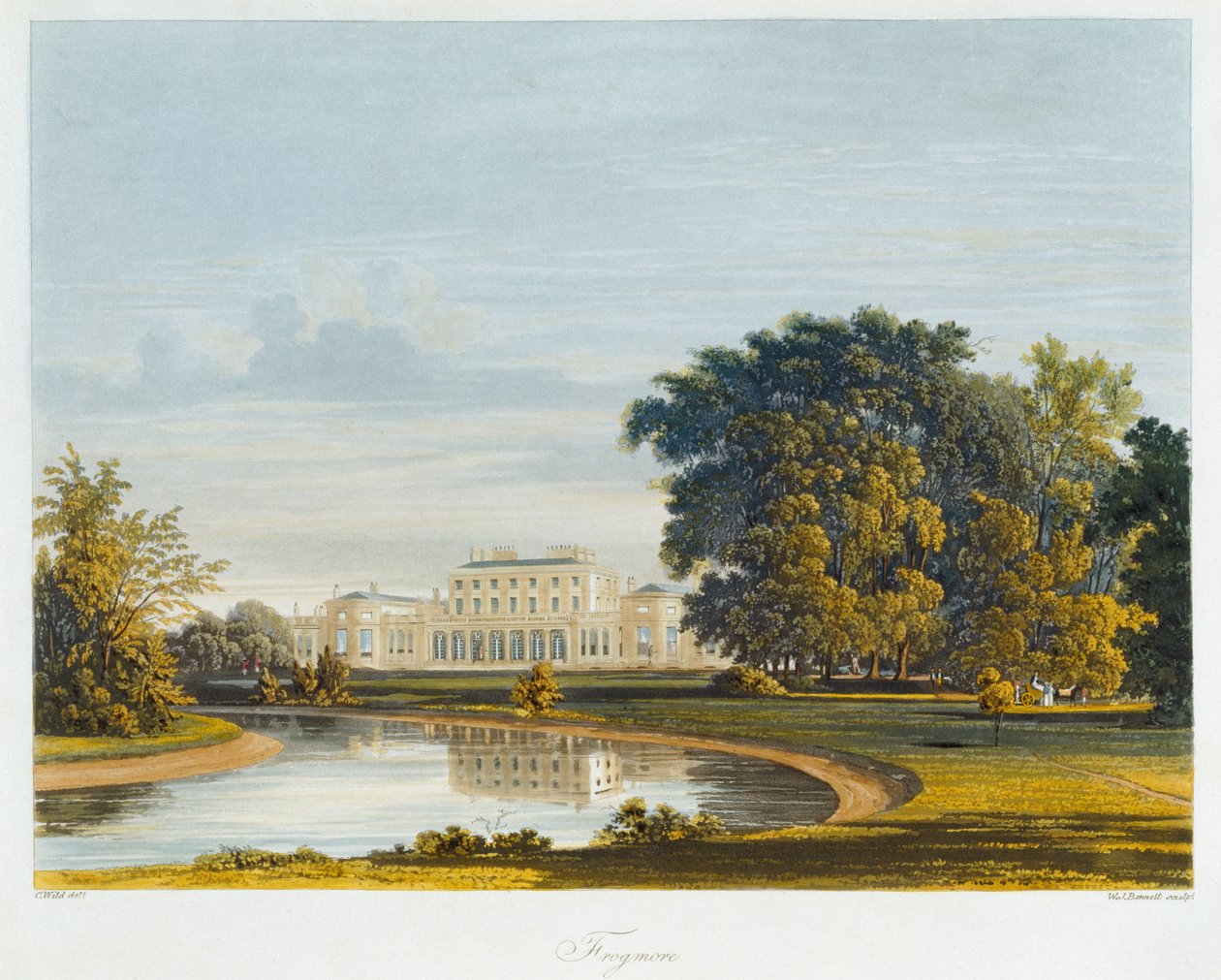 Frogmore, fra The History of the Royal Residences, indgraveret af William James Bennett (1787-1844), af William Henry Pyne (1769-1843), 1819 af Charles Wild