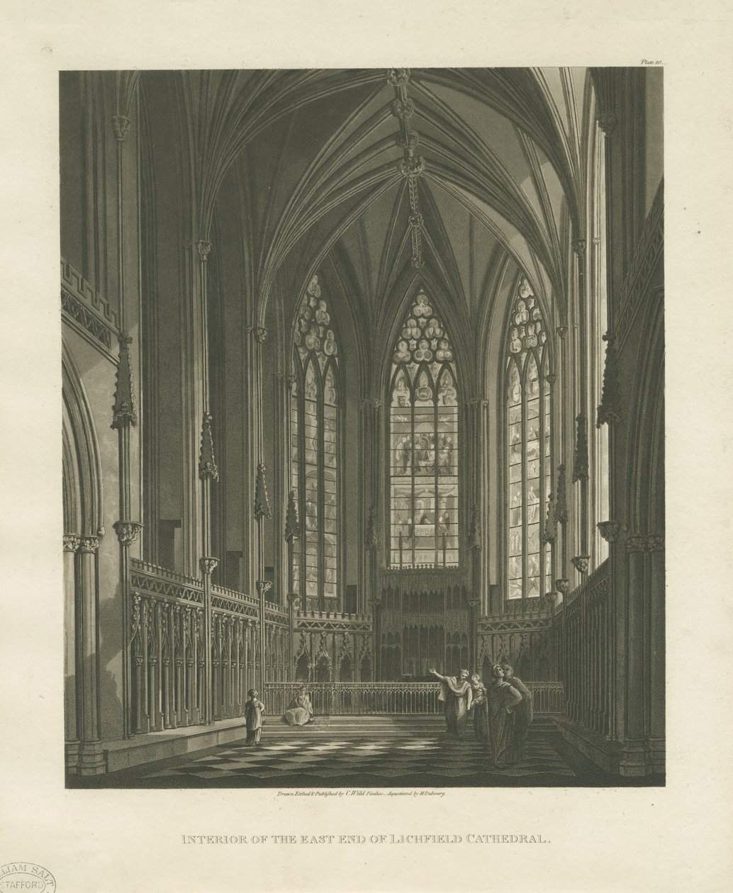 Interiør af Lichfield Cathedral - Lady Chapel: akvatintegravering, nd [c 1813] (tryk) af Charles Wild