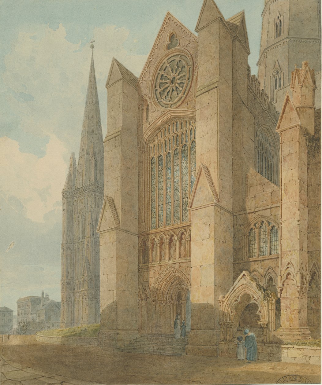 Lichfield Cathedral - South Transept: vandfarvemaleri, [1813] af Charles Wild