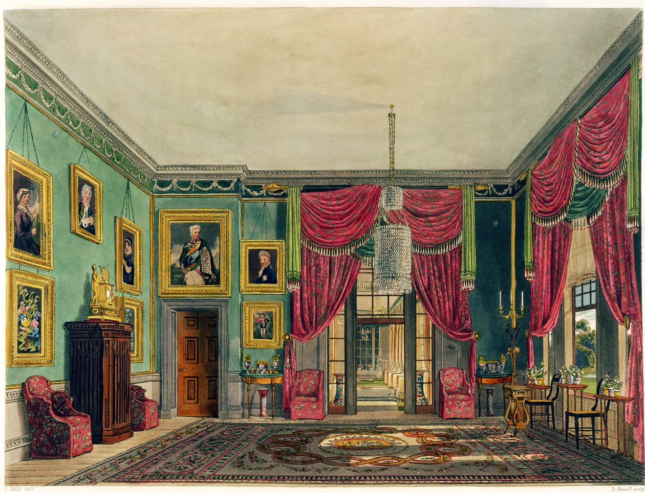 Den grønne pavillon, Frogmore House, fra "The History of the Royal Residences", graveret af Daniel Havell (1785-1826), af William Henry Pyne (1769-1843), 1819 af Charles Wild