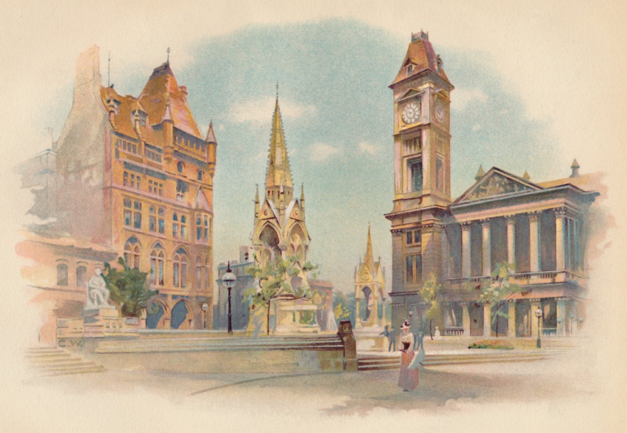 Chamberlain Square, Birmingham. Viser High School for Girls, c1890 af Charles Wilkinson