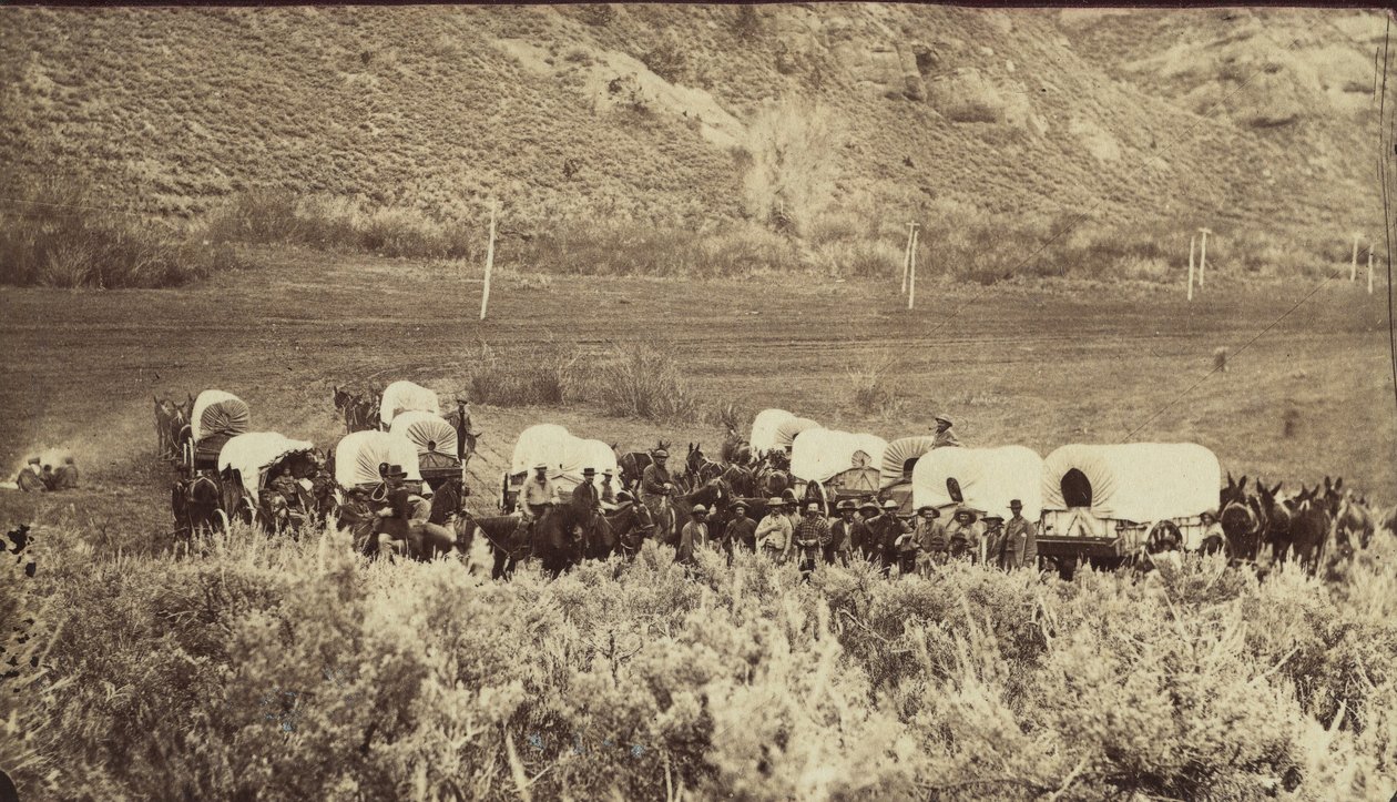 Mormon Emigrant Train, Echo Canyon, ca. 1870. af Charles William Carter