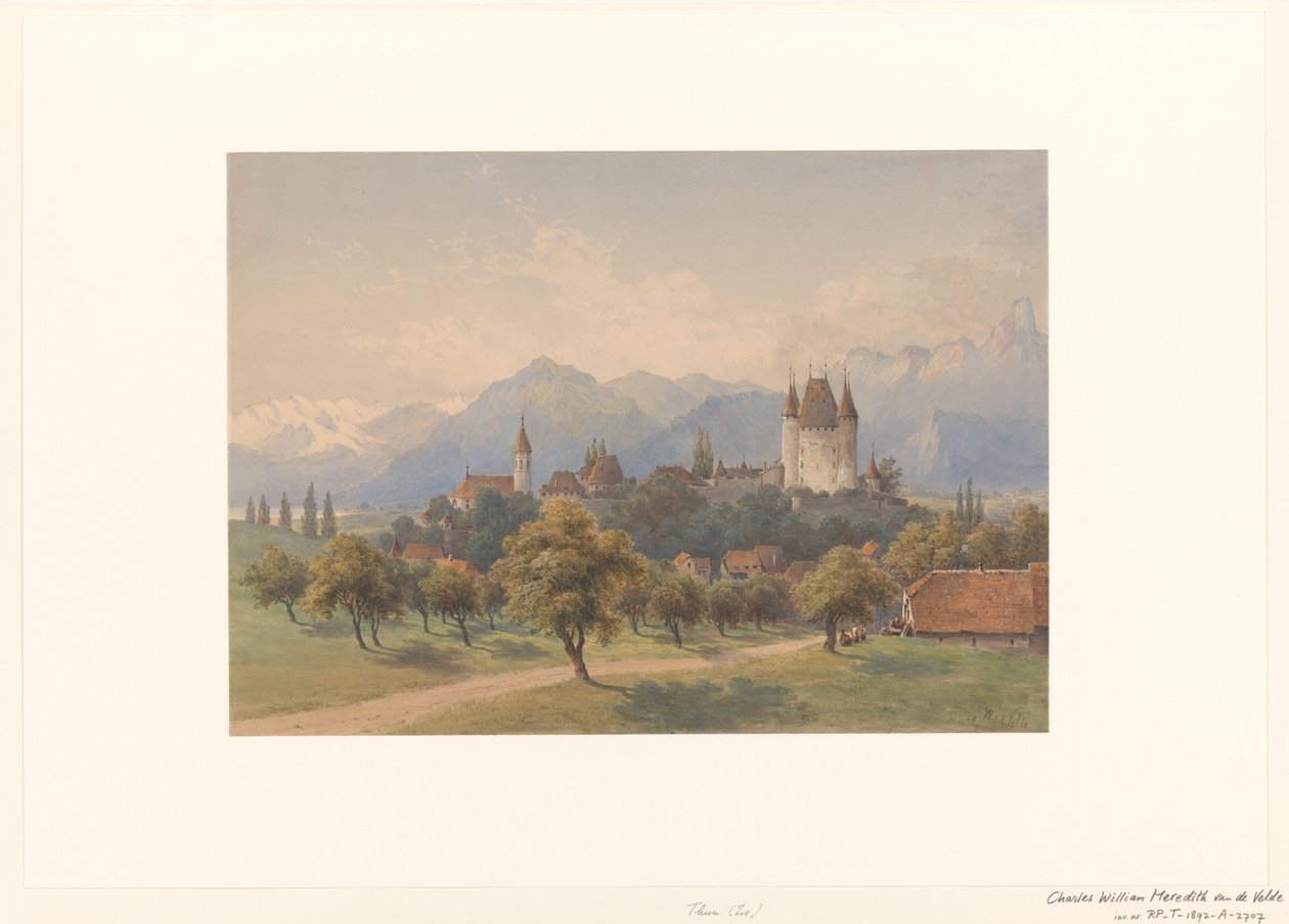Udsigt over Thun, Schweiz af Charles William Meredith van de Velde