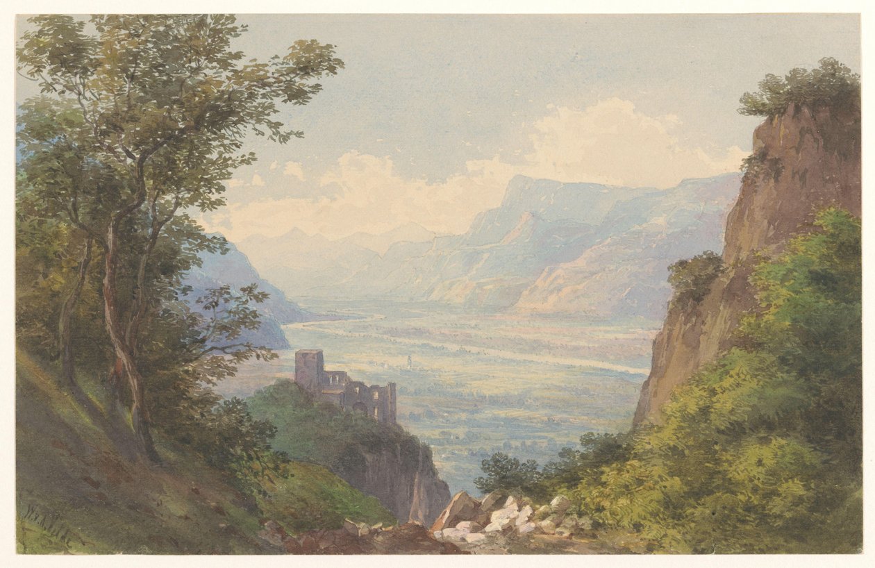 Udsigt over Merandalen i Tyrol af Charles William Meredith van de Velde
