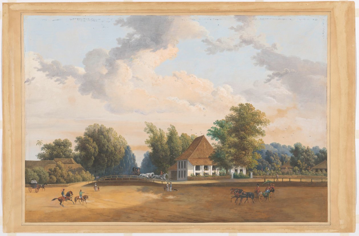 Udsigt ved Rijswijk Batavia af Charles William Meredith van de Velde