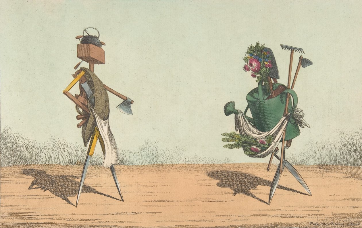 Implementer Animated, Pl. 1, dedikeret til tømrerne og gartnerne i Storbritannien, 1811. af Charles Williams