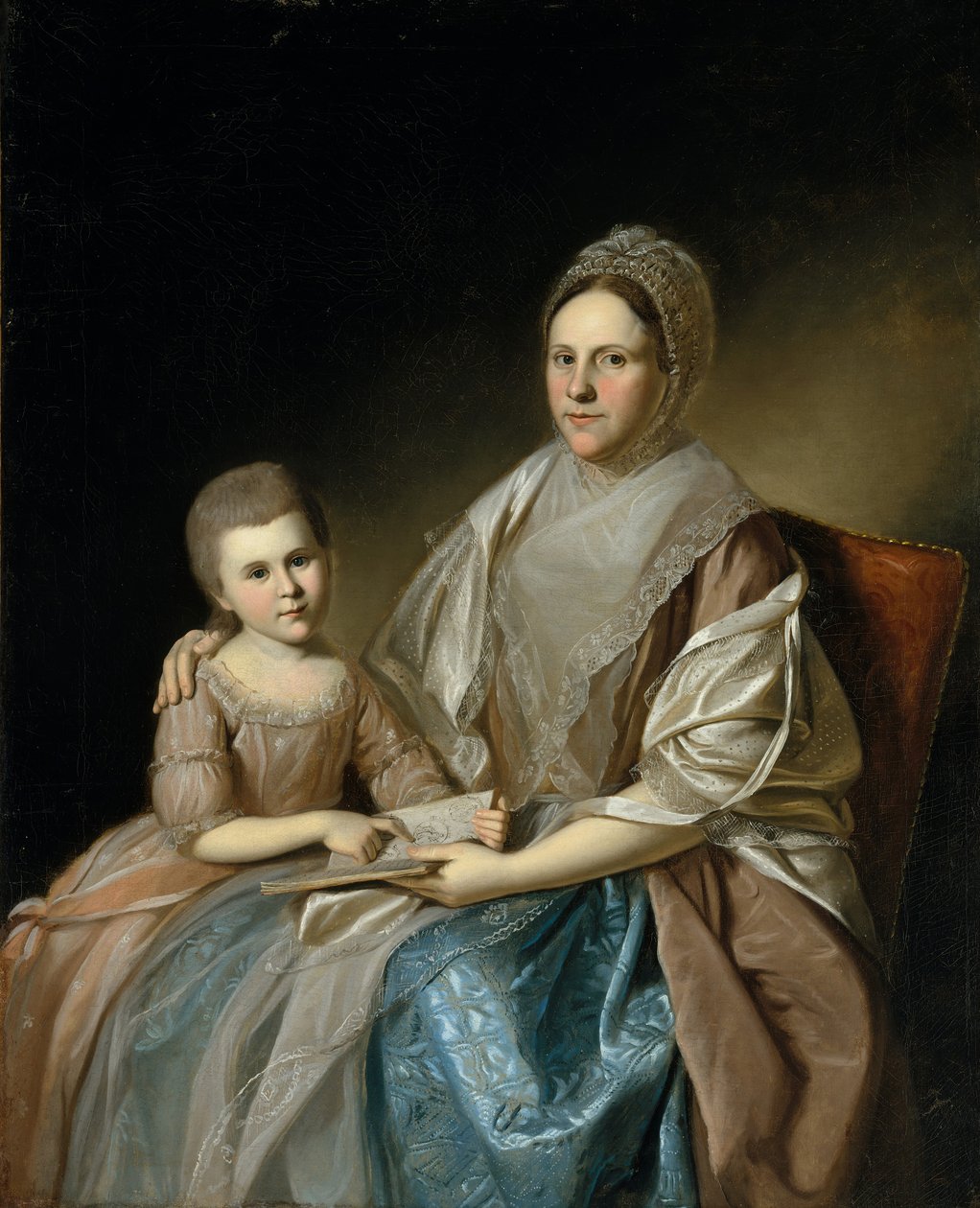 Mrs. Samuel Mifflin og hendes barnebarn Rebecca Mifflin Francis, 1777-80. af Charles Willson Peale