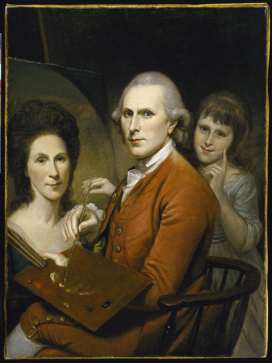 Selvportræt med Angelica og portræt af Rachel af Charles Willson Peale