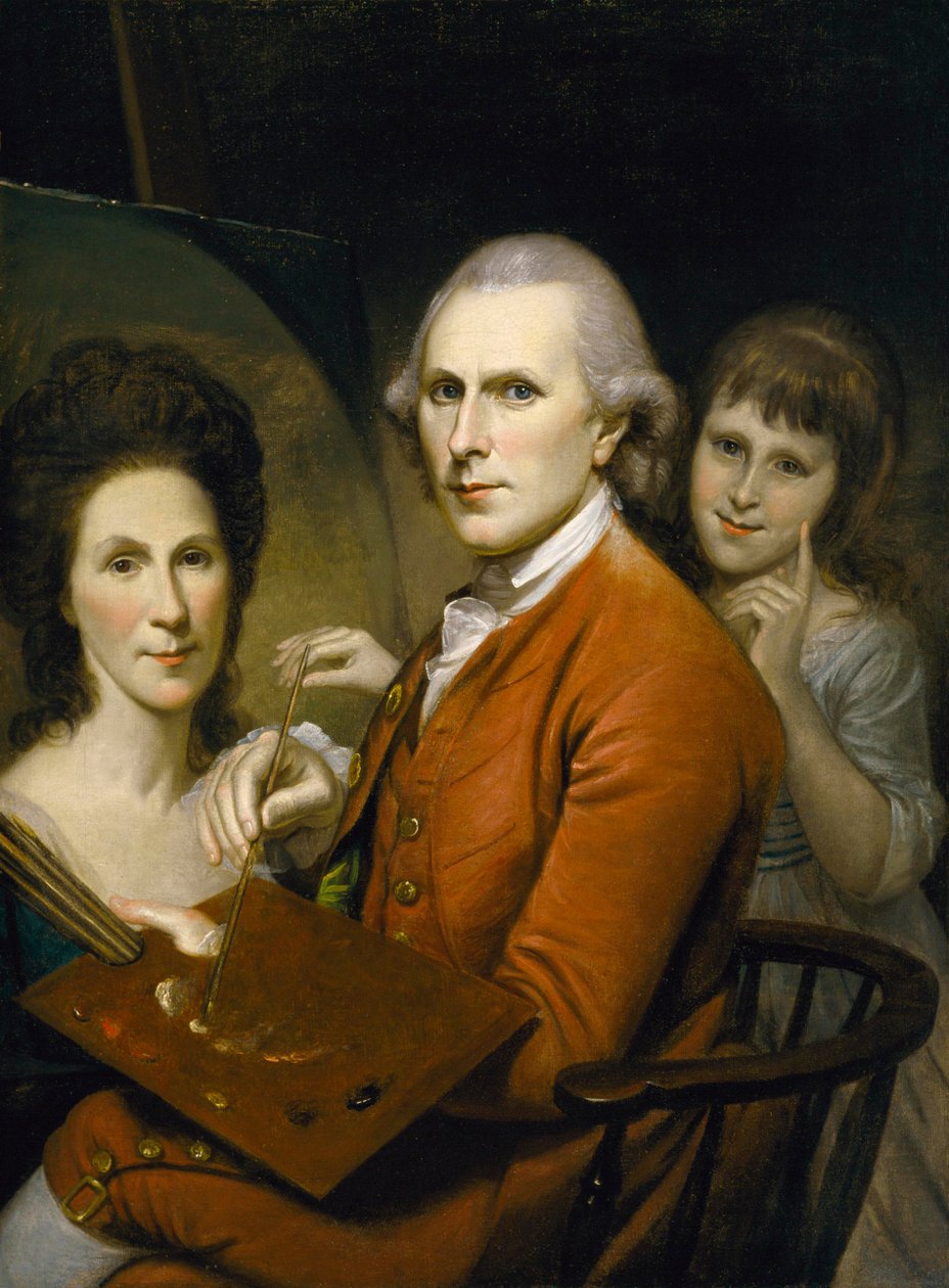 Selvportræt med Angelica Peale og Portræt af Rachel, ca. 1782-88 (olie på lærred) af Charles Willson Peale