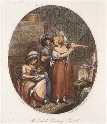 The English Dressing Room, graveret af P.W. Tomkins (1760-1840) (akvatint) (se også 64847, 6484848 & 64850) af Charles after Ansell